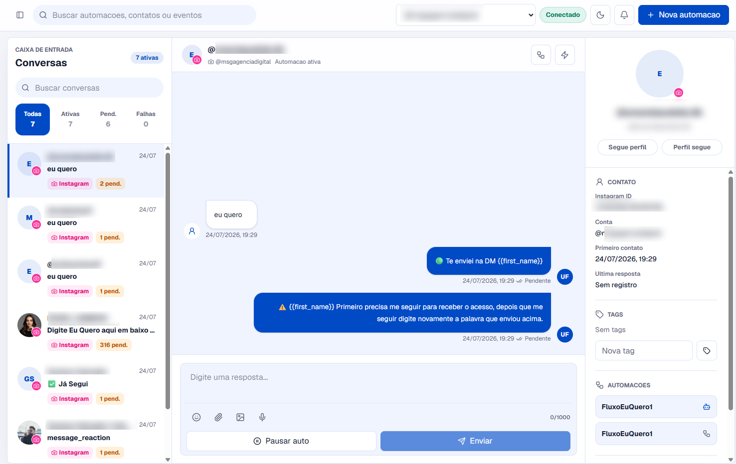 Print real do sistema de comentários funcionando